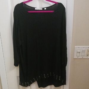 Cyrus Black Tunic with Eyelet Hem